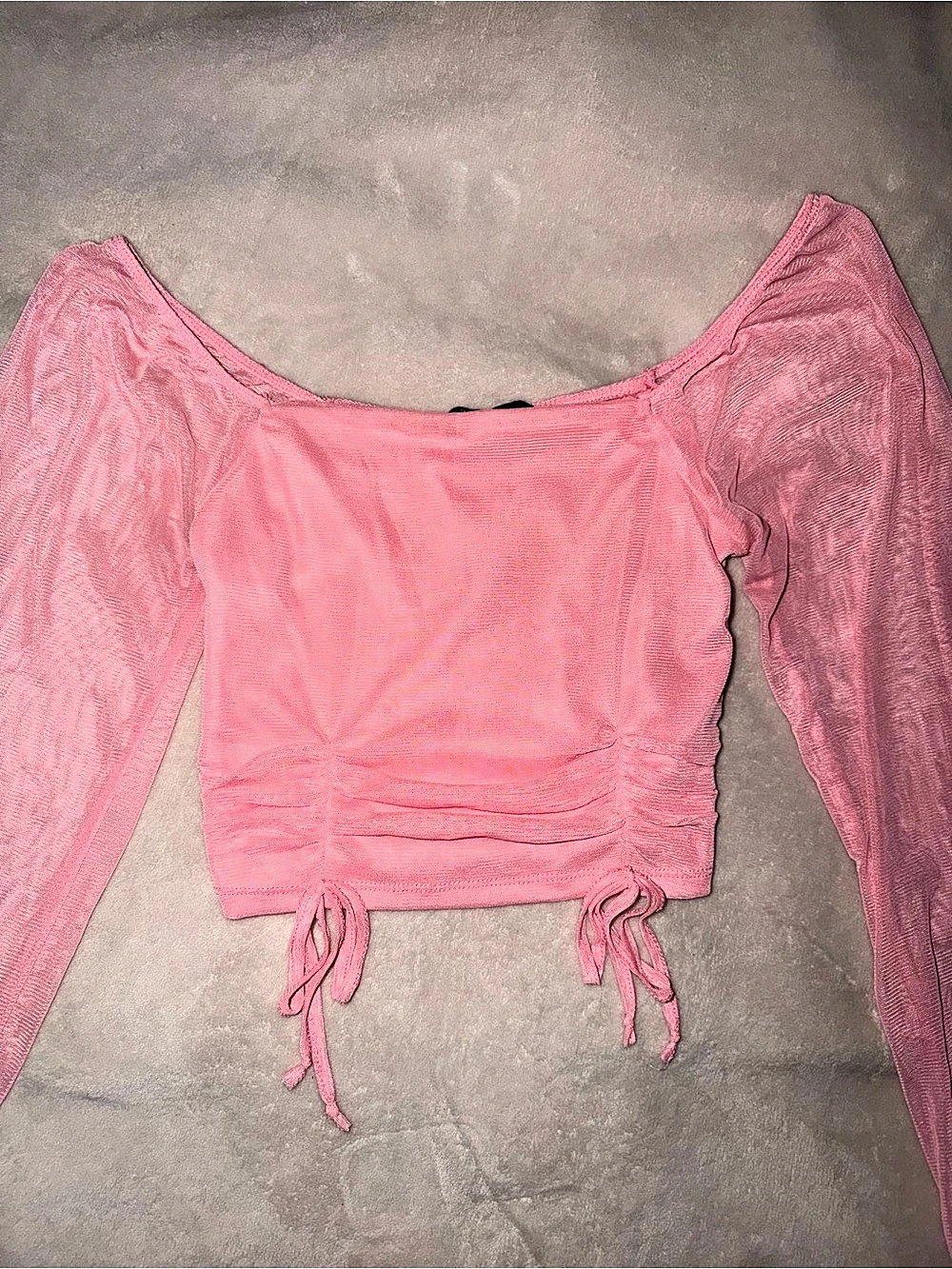 Ambiance Mesh Long Sleeve Crop Top in Pink Size Small